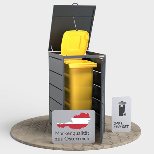 Dagobert Mülltonnenboxen für 240 Liter Mülltonne stabile Mülltonnenbox 1er | Verzinkter Stahl, Robuste Mülltonnenverkleidung, Verwendbar als Paketbox, Mülltonnen Unterstand