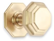 Infinity Decor Satin Brass Octagonal Solid Brass Large Centre Door Knob Pull Handles 80mm – Ideal for External and Internal Use