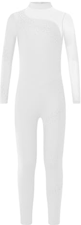 Miutii Turnanzug Mädchen Langarm Gymnastikanzug Glitzer Ballettanzug Kinder Ganzkörper Trikot Eiskunstlauf Body Sport Overall Jumpsuit