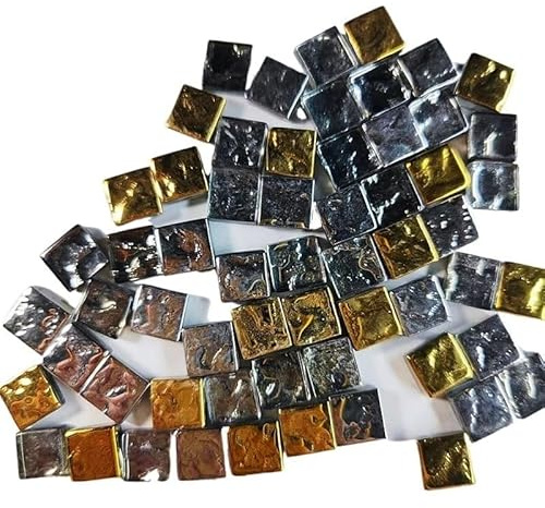 Tesselles Mosaique 100 pièces (100g/3.52oz) carreaux de mosaïque en verre émaillé brillant 4mm/0,16 pouces d'épaisseur 1cm/0,39 pouces, carreaux artisanaux carrés, matériaux de fabrication de mosaïque
