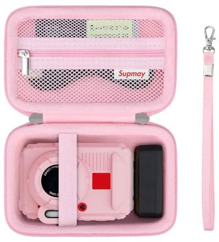 Supmay Funda Protectora Dura para Kodak PIXPRO WPZ2 Resistente Impermeable a Prueba de Golpes Cámara Digital WiFi a Prueba de Polvo, con Bolsillo de Malla Cabe batería, Enchufe de Carga, Rosa