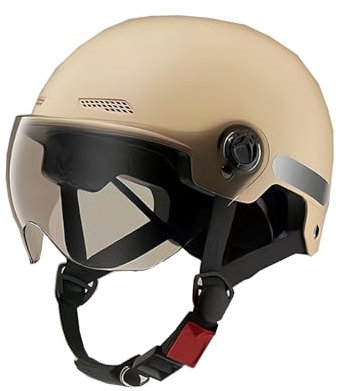 retrò Casco Scodella Portatile Mezzi Caschi Jet, Casco Jet Moto Aperto Scooter Caschi Motorino Vintage ECE Omologato Donna Uomo con Visiera Parasole, Nero Opaco
