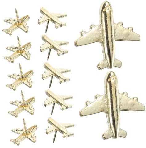 GETAJGHSD 12stücke Flugzeug Form Pins Für Pinnwand Mit Weltkarte Reißnägel Für Message Boards Dekorative Reißnägel Reißzwecken Praktische Büro Organizer Reißzwecken