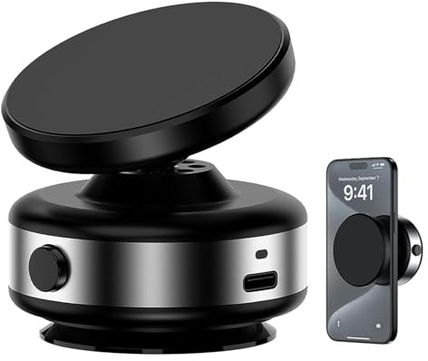 Joyye 360° Rotatable Car Suction Cup Phone Mount - Universal Dashboard or Windscreen - Magnetic Holder for All Phones - Gym (Silver)
