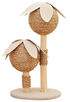 Xumh2024-3 Arbre à Chat Griffoir Maison Planche à gratter for Chat Poteau à gratter Vertical en Bois La Boule à gratter for Chat ne Laisse Pas Tomber de débris Tour de Jeux pour Chat(Yellow)