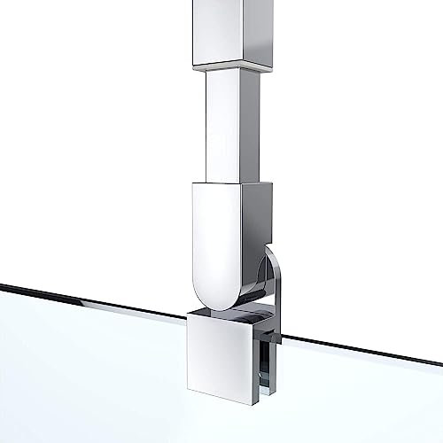 Barre de support carrée en verre pour porte de douche sans cadre - 6 panneaux de verre de 10 mm d'épaisseur - 730 x 1200 mm de long - Installation facile