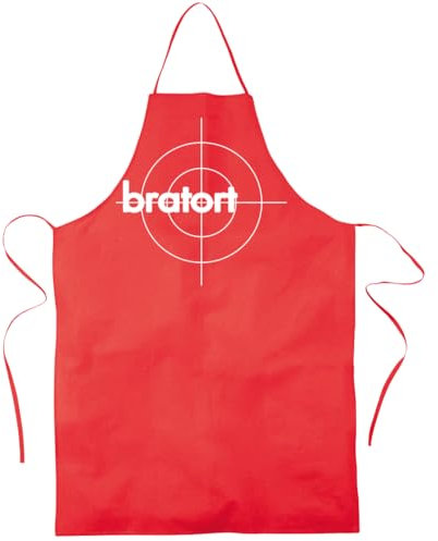 Print Deluxe Bratort Lustig bedruckte Schürze | Küchenchef | Kochschürze, Latzschürze, Küchenschürze Grillschürze, Partyschürze | Geschenk, Schurz (Rot)