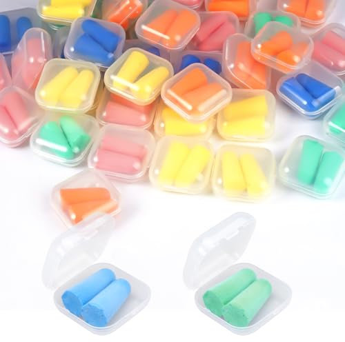 50 Paia Tappi per Orecchie in Schiuma Ultra Morbida Antirumore Earplug Riutilizzabili, 38dB SNR Tappi Orecchie in Spugna Schiuma con Custodia Portatile per Dormire, Studiare, Russare