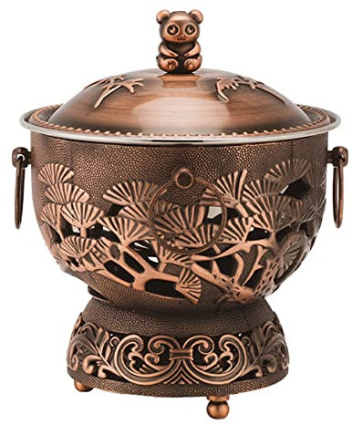 Marmite traditionnelle chinoise en cuivre, mini marmite en cuivre en acier inoxydable Shabu Shabu marmite à alcool marmite de cuisson casserole de cuisine poêle à réchaud simple cuisine (cuivre roug