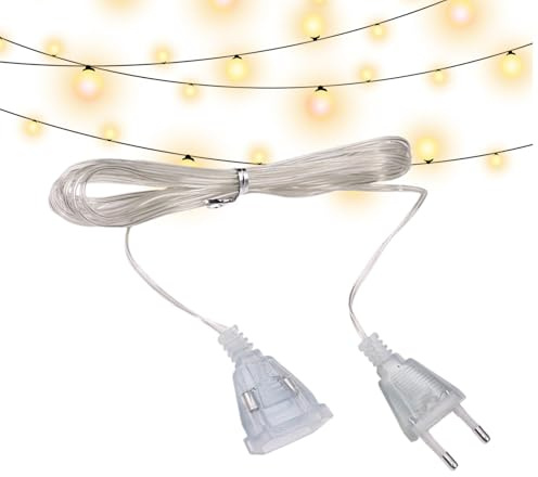 Dünnes Verlängerungskabel, Verlängerungskabel für Weihnachtslicht, Verlängerungskabel von 10 m – Verlängerungskabel für leichtes Stromkabel, 220 V, Verlängerungskabel mit feinem Draht für Dekorationen