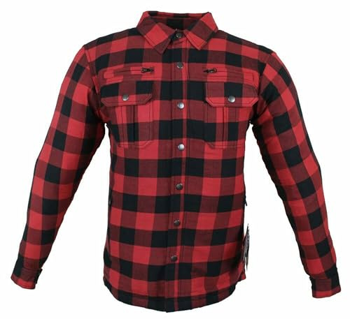 ALPHA SPEEDS Motorradhemden Biker Hemdjacke Wasserdicht & Winddicht Motorrad Kariertes Hemd mit Protektoren Jacke Flanell Lumber Aramid