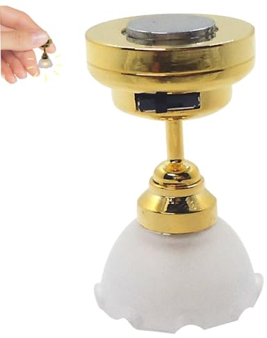 Chandelier miniature, lustre de la maison de poupée, lumières de maison de poupée en forme de fleur à l'échelle, éclairage de maison de poupée en métal de 0,8 x 1,3 pouce, lustre à la maison à LED à