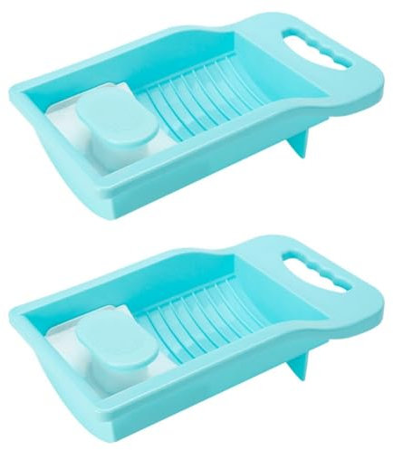 Tabla de lavandería todo en uno con fregadero, ideal para lavar ropa interior y calcetines sin esfuerzo. Tabla de lavado doméstica de tamaño pequeño (azul (2 piezas)