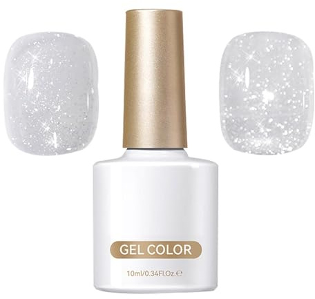 Acunny Reflekterande nagellack, glitter gelnagellack, långvarig glans, 10 ml, nageldekoration för, semester, bal, fester