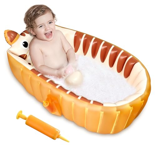Boczif Inflatable, Non-Slip Pool for Sitting, Foldable Infant Shower Basin Mini Air Swimming Pool, Travel Bath, Portable Bathtub (Orange)