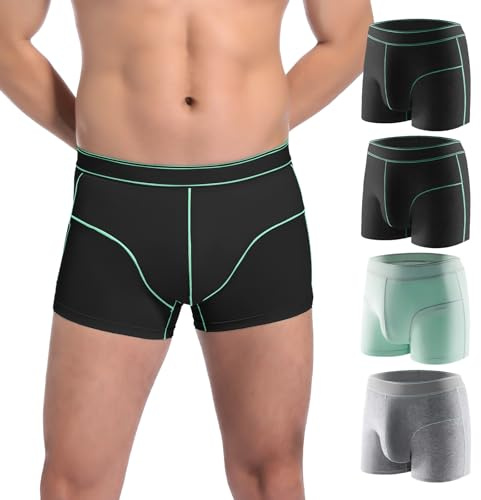Carer Mens Incontinence Underwear Washable Leak-Proof Reusable Absorbent Underwear for Bladder Leak Urinary Protective Boxer Briefs Pants (2 Black/Gray/Green, Large)