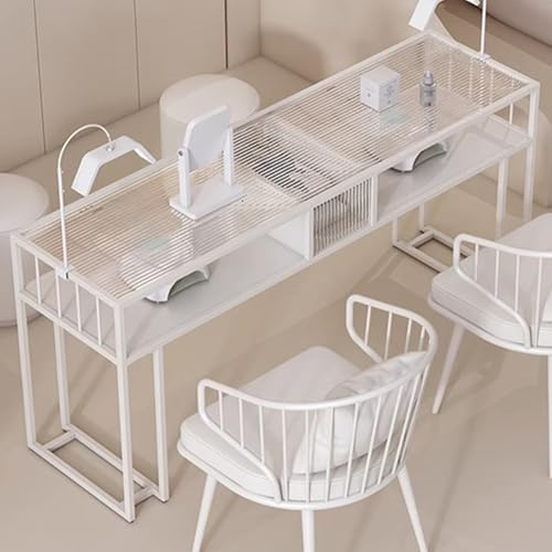 PP-Vic Mesa De Manicura Transparente, Mesa De Manicura Profesional De Lujo Y Ligera, Mesa De Manicura Para Damas, Estación De Trabajo De Manicura Dedicada A Esteticistas,120 * 40 * 75cm