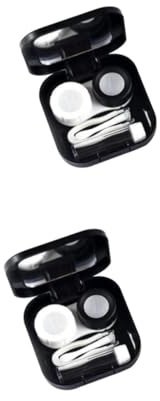 BESTYASH 2pcs Portable Organizer Travel Case Mirror for Black Eye Contacts Lenses Holder