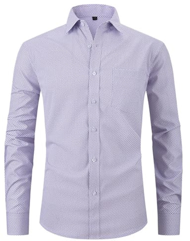 UHouse Chemise Homme Coton Décontracté Haut Manches Longues Leger Chemises Respirant Habillée Chemisette Bouton de Manchette Fin Cut vêtement Boutonné Shirt Habit