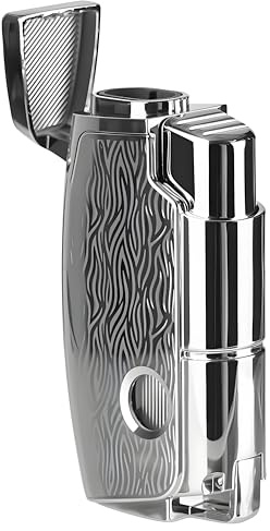 Byitin Jet Lighter, 2 Flame Gas Lighter Windproof Butane Refillable, Gift for Men, Dad, Camping Enthusiasts (Without Gas