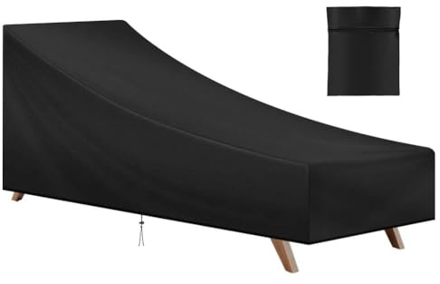 AOOWU Funda Tumbona Exterior, Tela Oxford Fundas para Tumbonas de Jardín con Cordón, Impermeable Revestimiento de PU Cubierta Protectora Muebles Patio para Piscina, Tumbona, Muebles (200X70X40/75CM)