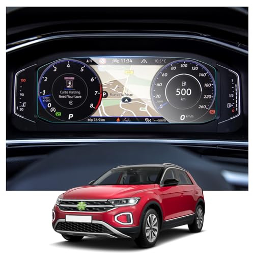 RUIYA Compatible avec VW T-Roc R | R-Line | Cabriolet 2018-2025 8 Digital Cockpit Film de protection, 9H Anti-chocs Film Protecteur d'écran en Verre Cockpit Protection d'écran T Roc Accessoire