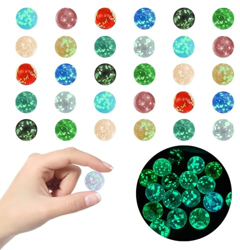 Pluvyze 30 PCS Biglie Luminose per Bambini,12mm Biglie di Fosforescenti