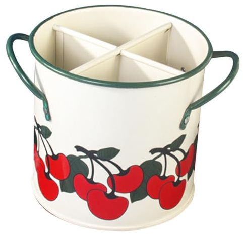DEARMAMY Soporte para Cubiertos de Hierro Vintage con Compartimentos Separadores Organizador de Utensilios de Cocina y Porta Palillos Decorativo Cesta para Almacenamiento de Cubiertos