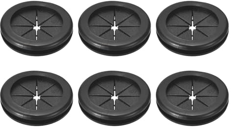 Unifizz 6 Pcs Rubber Cable Grommets for 1-1/14(32mm) ID 1-1/2(38mm) Drill Hole – Double-Sided Rubber Wiring Gaskets for Electrical Panels, Metal Sheets and Cable Protection – Black