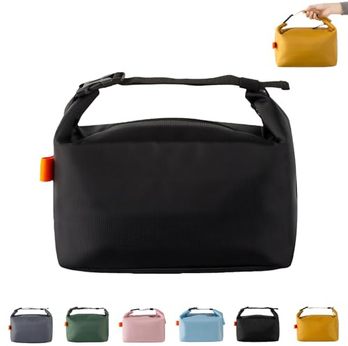 Lunch Bags for Women Men,Black Reusable Insulated Leakproof Lunch Box Tote Bag,Leak Proof Cooler Bag with Handle Cool Bags for Kids Girls Boys Adults Work School Picnic Travel Beach Lunchboxes