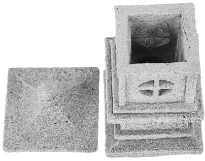 BESPORTBLE Miniature Japanese Stone Pagoda Lantern Statue Detachable Lid, Sandstone Garden Ornament for Zen Bonsai, Aquarium, and Outdoor Decoration