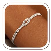 Fezodo Armband Silber 925 Damen Herren, Knoten Armband Damen Silber, Partner Armbänder, Freundschaftsarmbänder, Silber Gold Jewelry Schmuck Geschenke für Männer Frauen