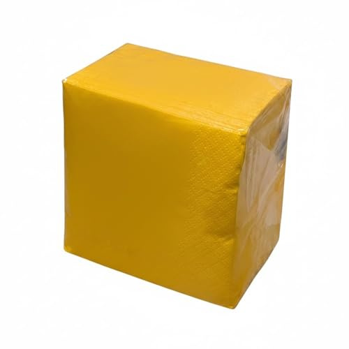 Tovaglioli Aperitivo in carta 2 veli 24x24cm (aperto) 12x12cm (piegato) VARI COLORI Ideale per Eventi Catering Bar Feste (Giallo, 400 pezzi)