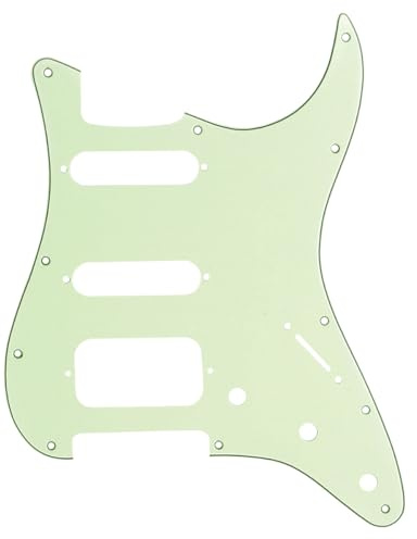 Musiclily Pro 11 Löcher HSS Runde Ecke Schlagbrett 3 lagig Mint Green | mit 2 Schrauben Humbucking Pickup Mount, für Fender American/Mexican Strat E-Gitarre
