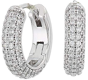kate spade new york Brilliant Statements Pave Mini Huggies, Clear/Silver, One Size