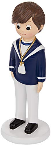 Figura Comunión marinero camisa azul mano bolsillo, 17cm