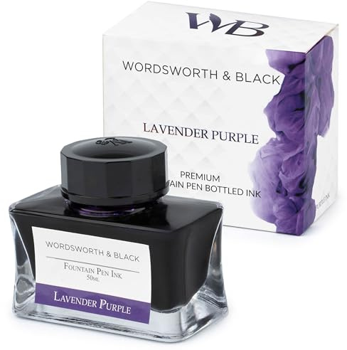 Wordsworth and Black Bläckflaska för reservoarpenna (50 ml) Premium Lyxutgåva – [Lavendel lila] – Bläck på flaska för reservoarpennor; Klassiskt designad flaska, mjukt flöde 50 ml