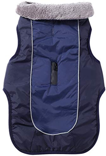 JoyDaog Fleecehalsband Hundemäntel für mittelgroße Hunde, wasserdichte warme Baumwoll-Hundejacke für kalte Winter, Blau M