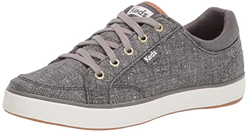 Keds Center 2 Lace Up, Sneaker Womens, Charcoal Cotton Slub, 8 Medium