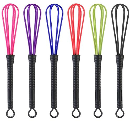 Luxshiny 6pcs Plastic Balloon Whisks for Salon Hair Colouring Tools, Easy to Clean Mixer Whip Set, Sturdy Salon Dye Whisk for Professional Hairdresser Use and Random Color