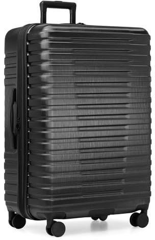 U.S. Traveler Boren Polycarbonate Hardside Rugged Travel Suitcase Luggage with 8 Spinner Wheels, Aluminum Handle, Black, Checked-Large 30-Inch