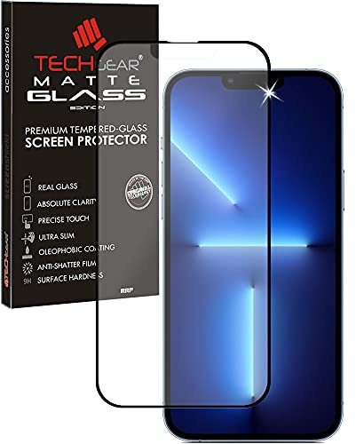 TECHGEAR Matt folie Glas für iPhone 16e iPhone 14, iPhone 13/13 Pro - Blendschutz Anti Glare 3D Glass Auflage Full Screen [Vollbildschirm] Matt Glas