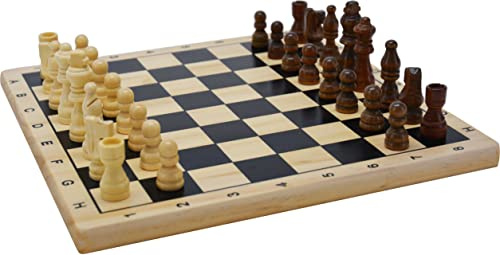 Schach-Set Holz bedruckt 29x29 cm.