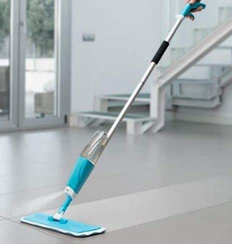 Spray Microfibre Floor Mop for Hardwood, Laminate, Tiles - Wet and Dry Cleaning With Reusable Pads & Refillable Bottle (Blue)
