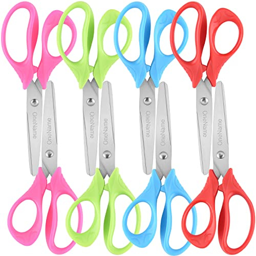 OneName Safety Blunt Tip Kids Scissors 8 Pack, School Supplies Ages 4+