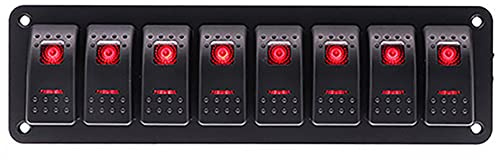 Riloer 3/4/5/6/8 Tableau de commutation de gang, Panneau de commutateur ROCKER DC12V / 24V 240W, Auto RV Yacht Modified 12-24V Universal-Aluminim-Panel Switch