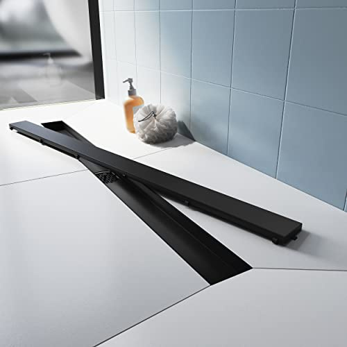 Duschrinne 80cm Edelstahl 360 verstellbar mit Siphon und Haarfilter für Badewanne, Küche und Balkon