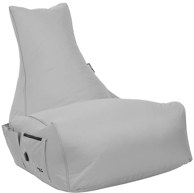 BuBiBag Gaming Sitzsack zum Zocken mit & Taschen, Lounge Kissen, Game Sessel für Kinder und Erwachsene, Beanbag Indoor und Outdoor - Magic Gambler (Grau)