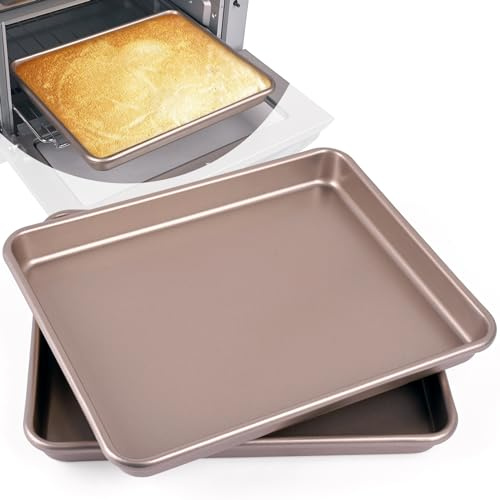 WMKGG 11 Inch Air Fryer Toaster Oven Tray, Set of 2 Nonstick Heavy Carbon Steel Toaster Cookie Sheets Baking Pan