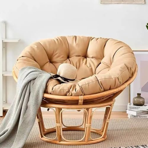 Bettschlange Hängesessel Kissen,Papasansessel Kissen,Lesesessel Rund, Gartensessel Sitzkissen,Papasan Hängesessel Kissen(Stühle Nicht Enthalten),Khaki,130x130cm
